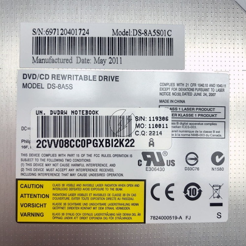 Imagem 6 de 6 de Gravador De Cd/dvd Para Notebook Ds-8a5s01c
