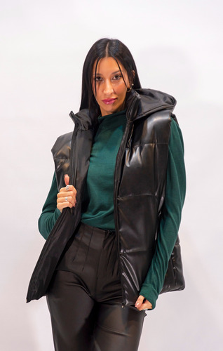 Chaleco Engomado Inflable Over Con Bolsillos Capucha Moda