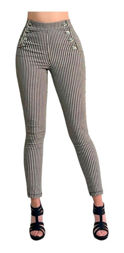 Pantalón Mujer Cuadrado Multi Botón Stretch