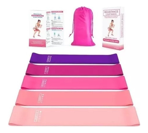 Kit 5 Faixas Elásticas Theraband Rosa Fisioterpia Yoga