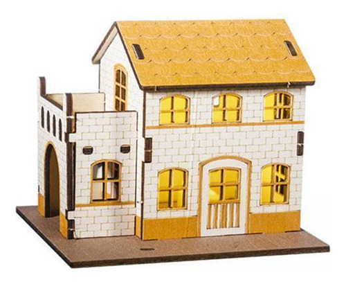 3 Casa En Miniatura Iluminada, 9,8 Cm X 7,5 Cm X 9,3 Cm