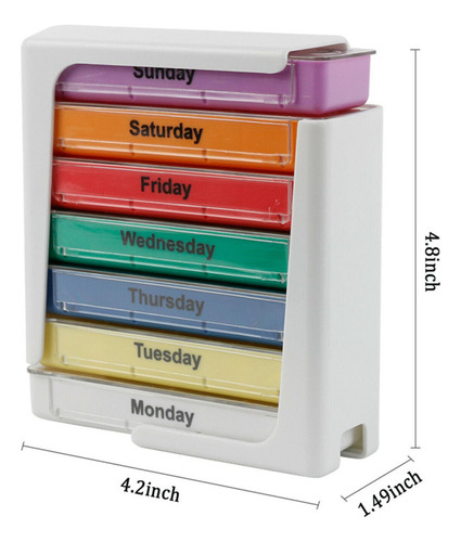2 Contenedor De Pastillas Organizador Semanal De 7 Pastillas