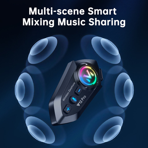 Intercomunicador bluetooth para cascos de moto sistema de auriculares integrado con micrófono color negro DJYQFB Y12 Pro