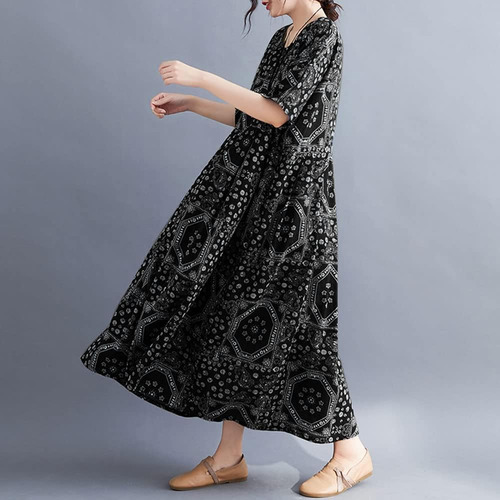 Vestido Vintage De Lino Y Algodón Para Mujer Vestido Suelto