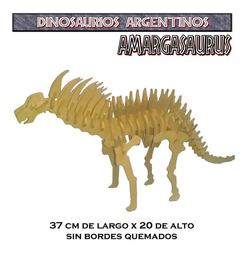 Imagen 1 de 3 de Amargasaurus Dinosaurios Argentinos Rompecabezas 3d Madera 