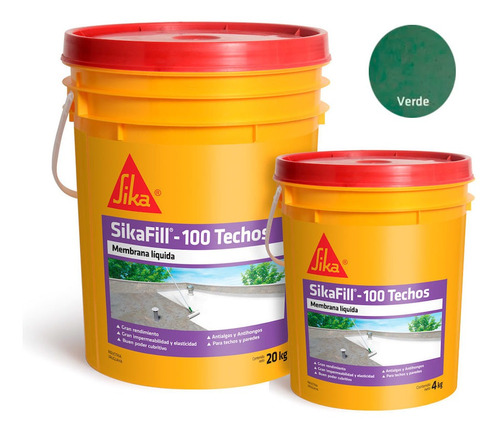 Membrana Líquida Sika Sikafill 100 Techos - 20kg + 4kg Verde