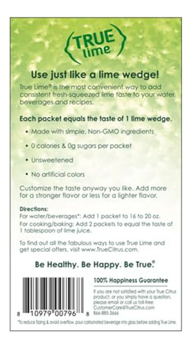 Pack De 100 Sobres De Saborizante De Agua True Lime, Sin Cal