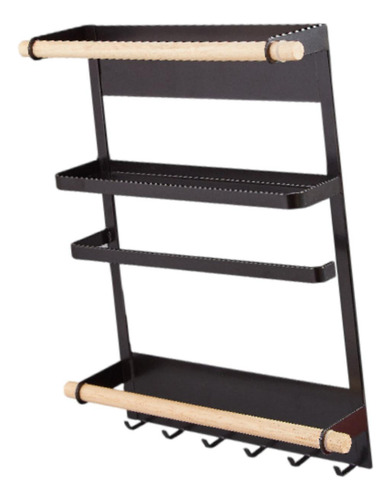 Estante De Almacenamiento De Cocina Con Estante De Negro