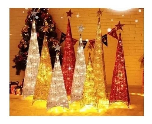 Arbol Piramide Iluminada Luz Led Metal 210 Cm Navidad Pascua