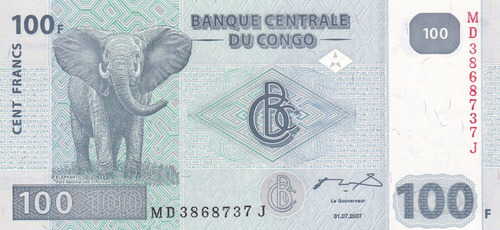 Congo 2007  Billete De 100 Francos Pick 98  Sin Circular