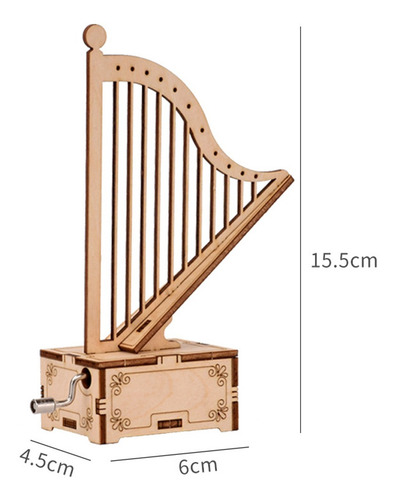 Imagen 11 de 11 de Caja De Música De Madera Forma De Música De Arpa Caja