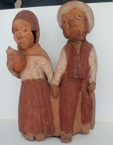 Antiguas Figuras De Pesebre Peruano En Barro Cocido Una Joya (Usado)