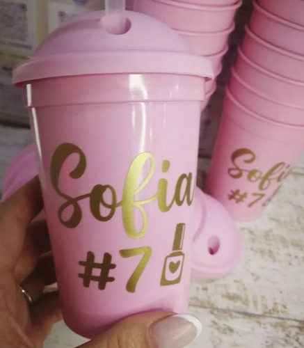 20 Souvenir Vaso Tapa Milkshake Personalizado Cumple Golosin