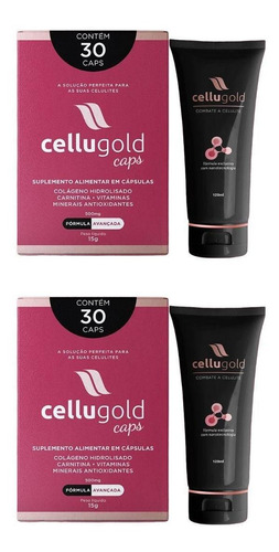 Kit Com 2 Cellugold Capsulas E 2 Cremes Redutor De Celulite