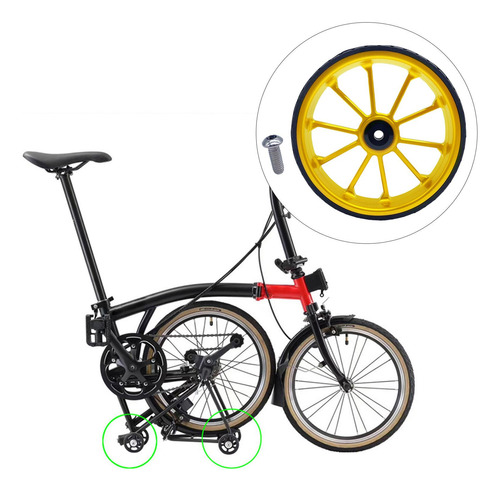 Rueda De Empuje Para Bicicleta Plegable, Rueda De 100mm, Oro