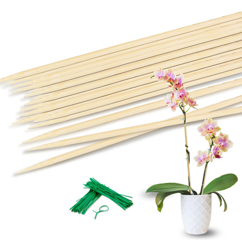 30 Estacas Para Plantas, Palos De Madera De Bambu De 17 PuLG