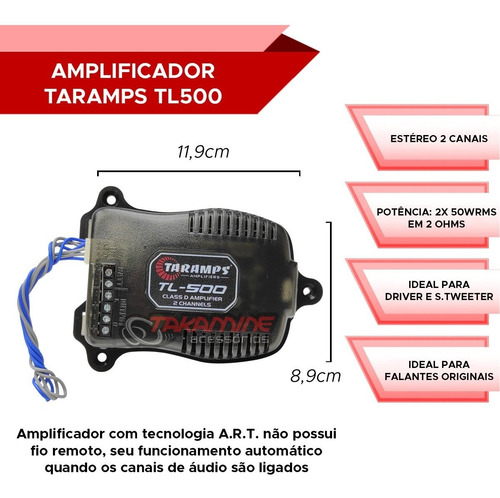 Imagem 2 de 9 de Módulo Taramps Tl 500 2 Canais 2 Ohm Amplificador Som Tl500