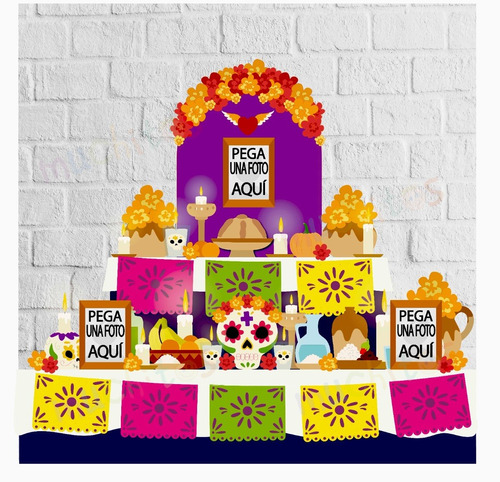 Altar Día De Muertos Decorativo Para Pegar Fotografías 1x1m