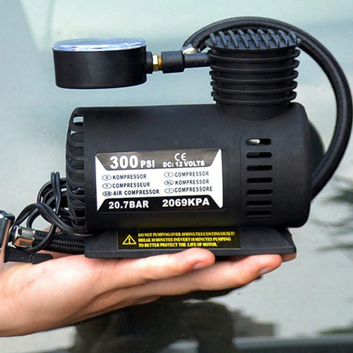 Mini Compresor Aire Portátil Para Coche 12v 300 Psi Negro