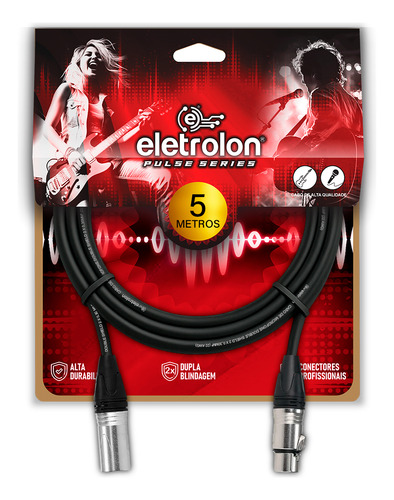 Cabo De Microfone Balanceado Xlr Macho Xlr Femea 5m Metros