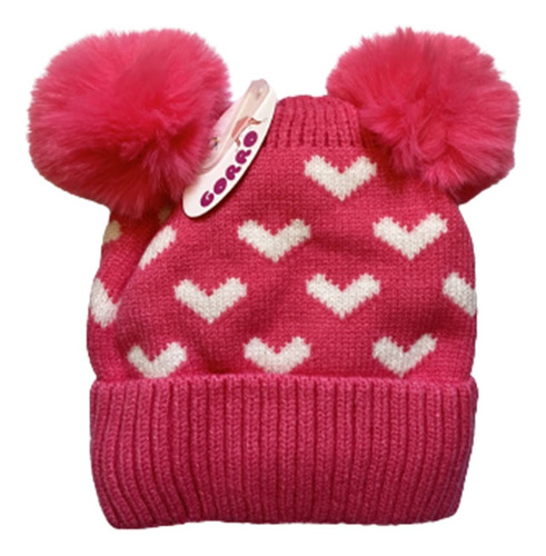 Gorro Invierno Infantil De Lana Diseño Corazones Unisex