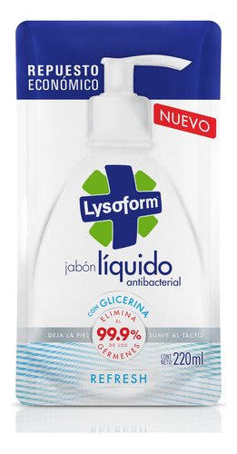 Jabón líquido Lysoform Refresh repuesto 220 ml