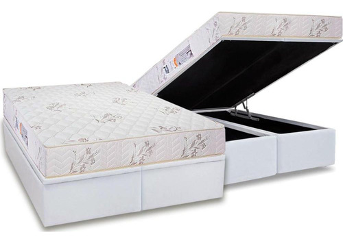 Cama Baú King: Colchão D45 Luckspuma Gran Luck+box Crc Cour