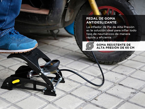 Inflador De Pie Gadnic Bomba De Aire Con Doble Cilindro MĂșltiple Compatibilidad