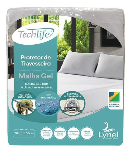 Protetor Travesseiro Malha Gel Impermeável Lynel 50x70 Cor Branco