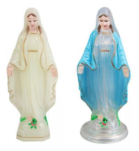 Figura De La Santísima María, 10 Cm, Luminosa, 10 Cm, Azul T