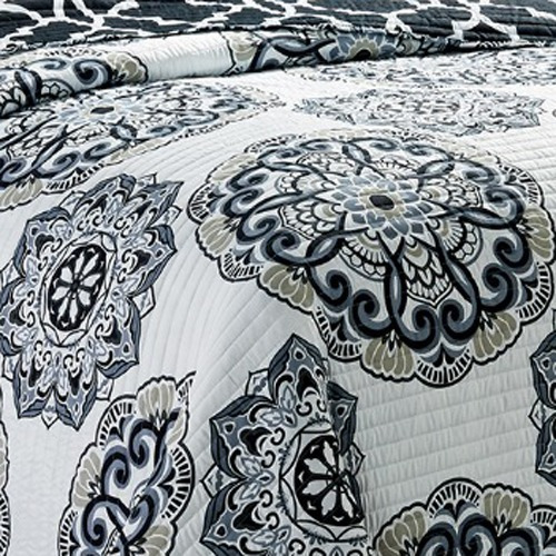 Imagen 4 de 5 de Cubrecama Quilt Cover Reversible +fundas Queen Kelowna D2