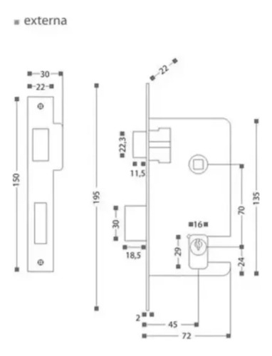 Fechadura Lockwell Externa Design Uno 45mm Roseta Antique