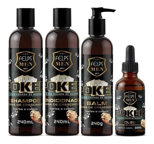 Felps Men Poker Kit Shampoo + Condicionador + Balm + Óleo 