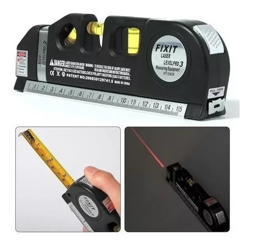 Nivel Laser 3 Burbujas Cinta Métrica Regla Cruz Horiz Vertic