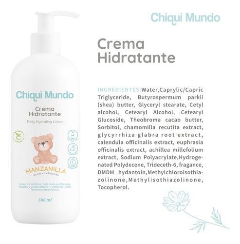 Crema Corporal Hidratante Chiqui Mundo 500ml Bebé Manzanilla