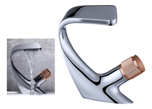 Grifo Mezclador De Lavabo De Cascada De Cobre, Grifo Plata
