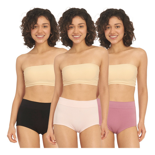 Pantaleta Sin Costuras Mercado Libre Basics Mujer - 3 Piezas