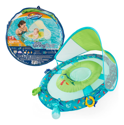 Baby Spring Float Swimways Splash N Play Con Toldo De 9 A 24