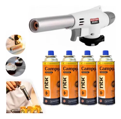 Kit C/4 Refil + Maçarico Portátil Com Regulagem Gourmet