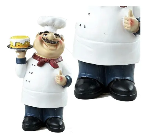 Figura Chef Con Torta De Resina 20cm X 9cm Excelente Calidad