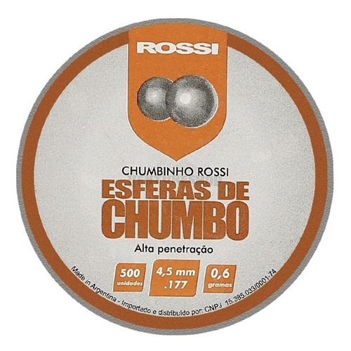 Chumbinho Rossi Esferas De Chumbo Penetração 4.5mm - 500 Uni