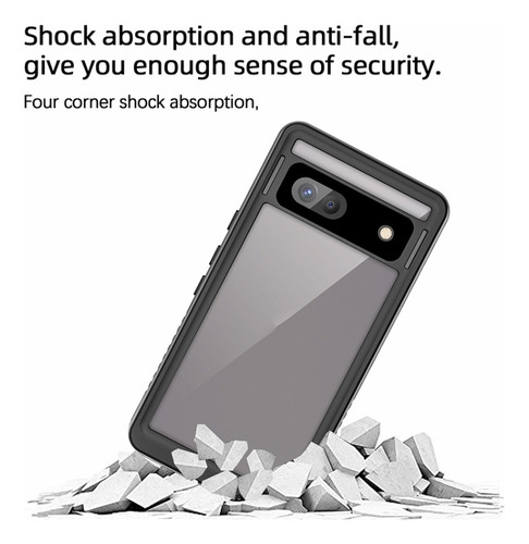 , Capa Impermeável Preta Ip68 Para Google Pixel 7a