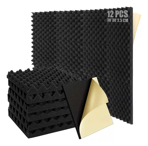 12pcs Espuma Acústica Aislante Panel Acústico Con Adhesivo