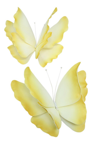 2 Decoraciones De Mariposas Artificiales Creativas Amarillo