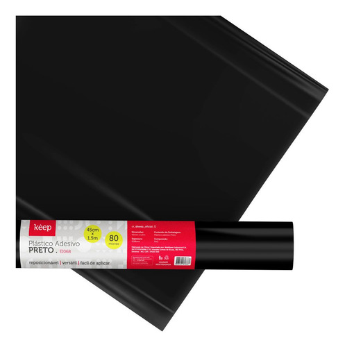 Plástico Adhesivo Negro 0.08mm 45cm X 1.5m Keep Ei068