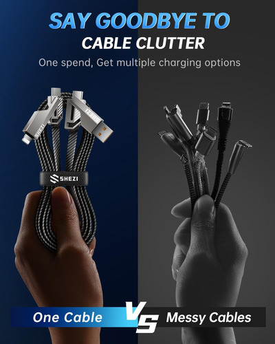 Cable Shezi 4 En 1 Usb C A Lightning De 1,5 M Y 60 W Para Ip