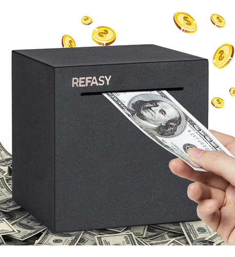 Refasy Hucha Para Adultos, Caja De Ahorro De Metal De Acero