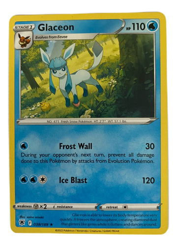 Glaceon Carta Pokémon Original Tcg Inglés