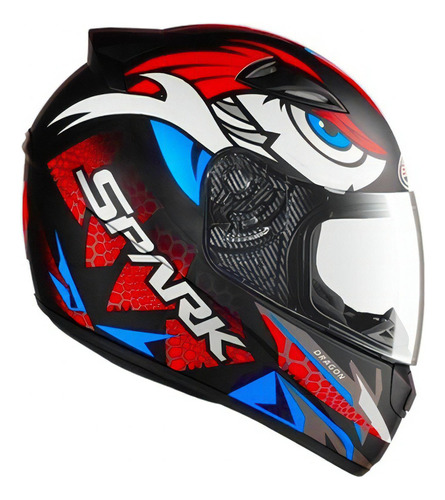 Capacete Moto Esportivo Ebf Spark Dragon Feminino Masculino Cor Preto/Vermelho Tamanho do capacete 62 - XL
