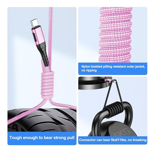 Cable De Cargador Usb C Durcord, Paquete De 2 Unidades De 10